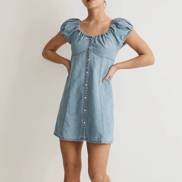 Madewell Denim Margie Mini Dress in Bevy Wash - Picture 1 of 8
